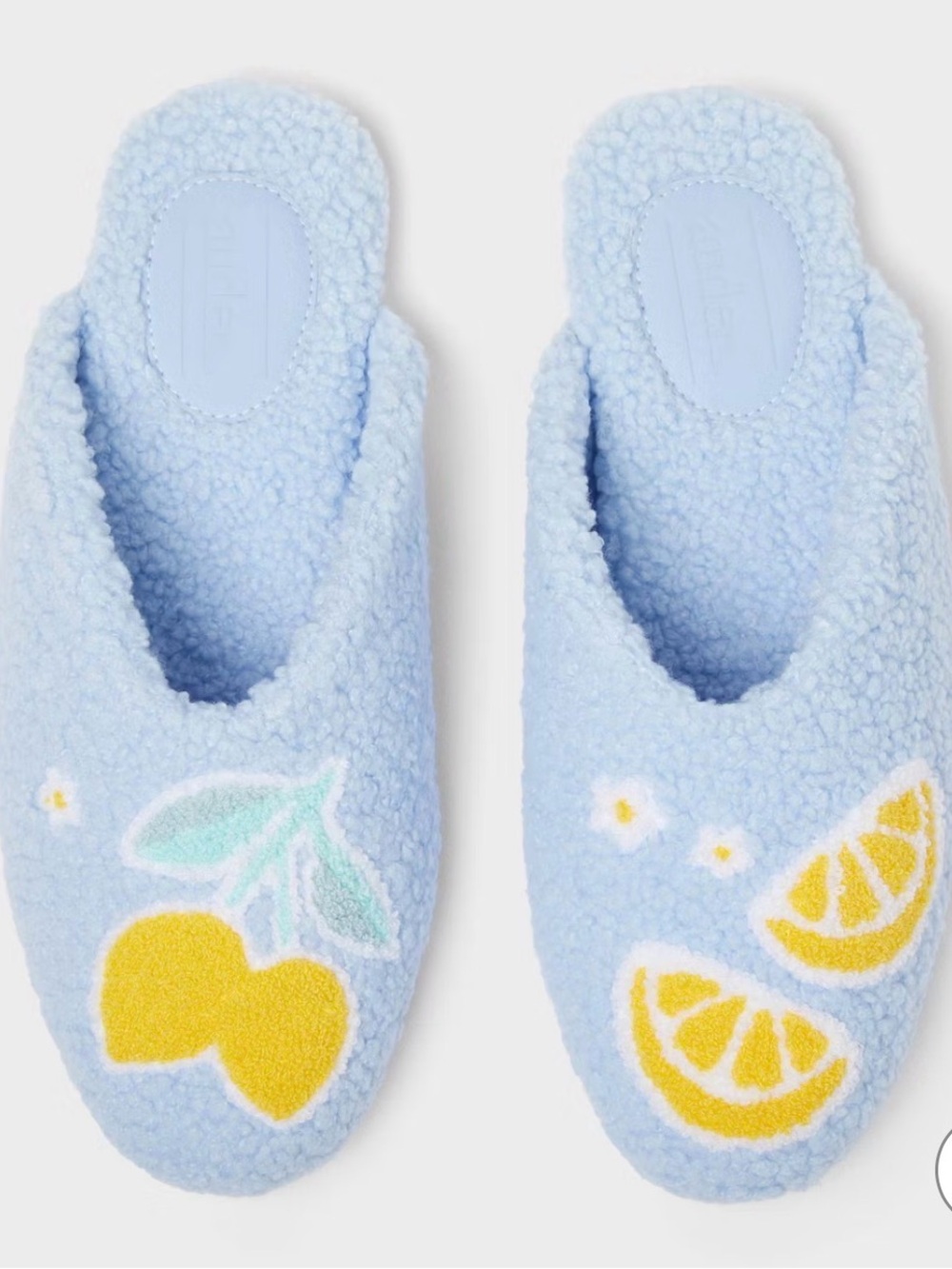Auden Light Blue Lemon Embroidered Mule Slippers Size 11 *NEW